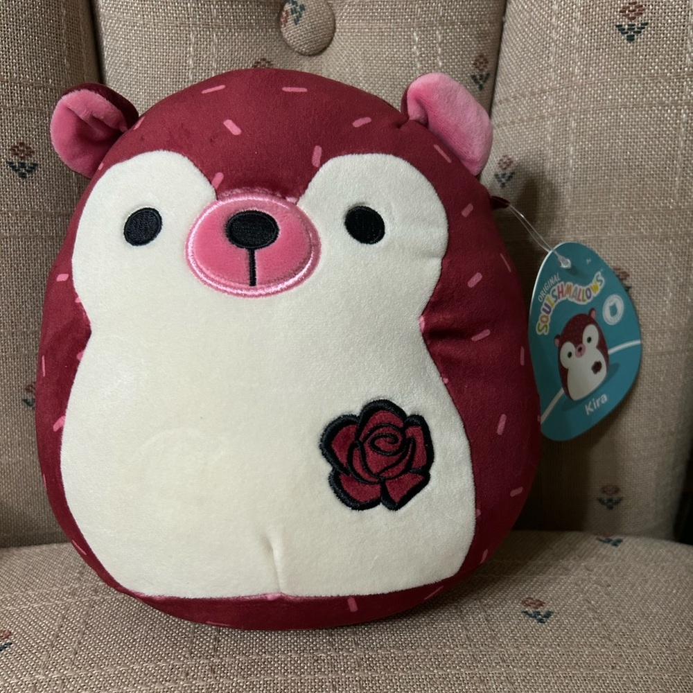 Squishmallows Kira Red and White Hedgehog Plush